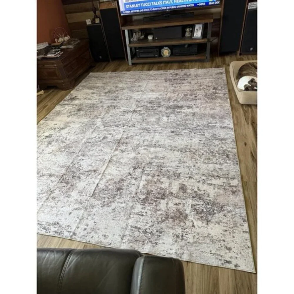 8x10 Brown Washable Area Rug, Ultra-Thin Non-Slip Soft Carpet for Home & Room